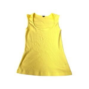 Monrow  Women's Size XL Yellow Ribbed U Neck Slim Fit Tank Top.
